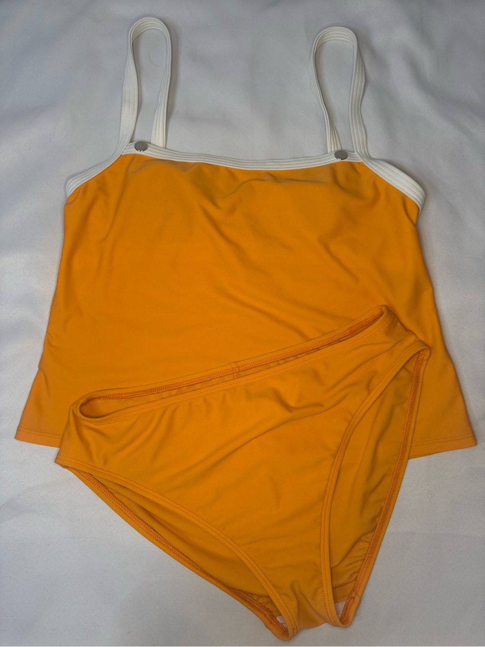 La Blanca By Rod Beattie Orange Tankini Set with White Trim Size 14 & 16